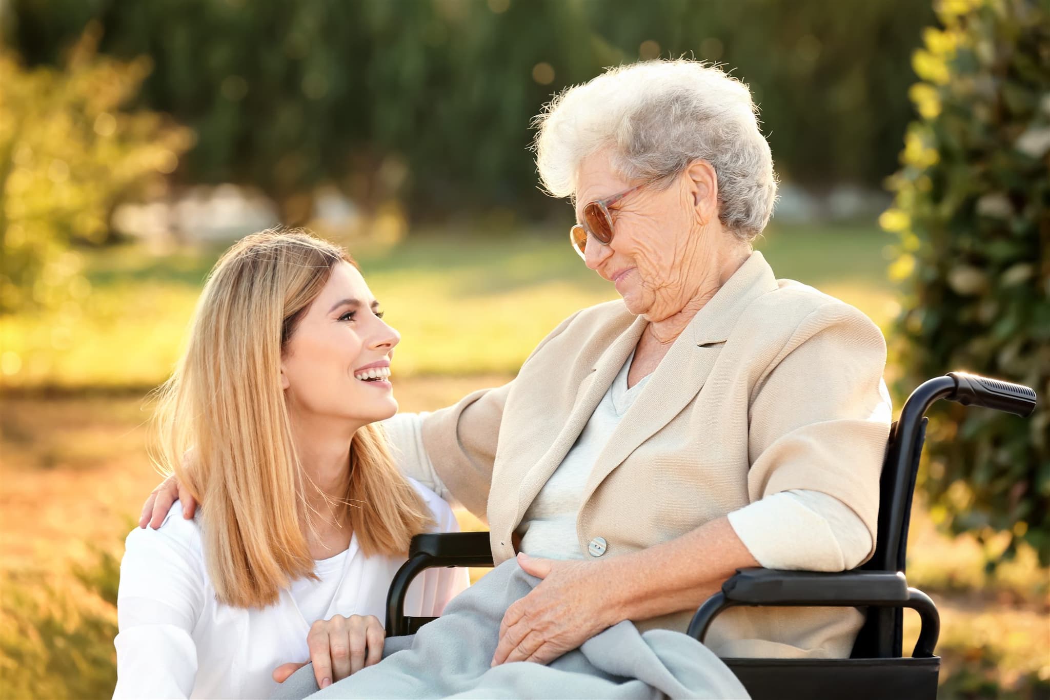 Support worker with an elderly client